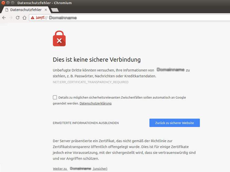 ERR_CERTIFICATE_TRANSPARENCY_REQUIRED ERR_CERTIFICATE_TRANSPARENCY_REQUIRED
