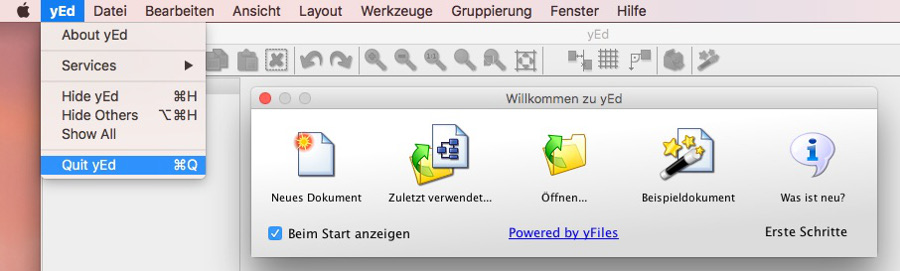 Beispiel: yEd - Menu ok