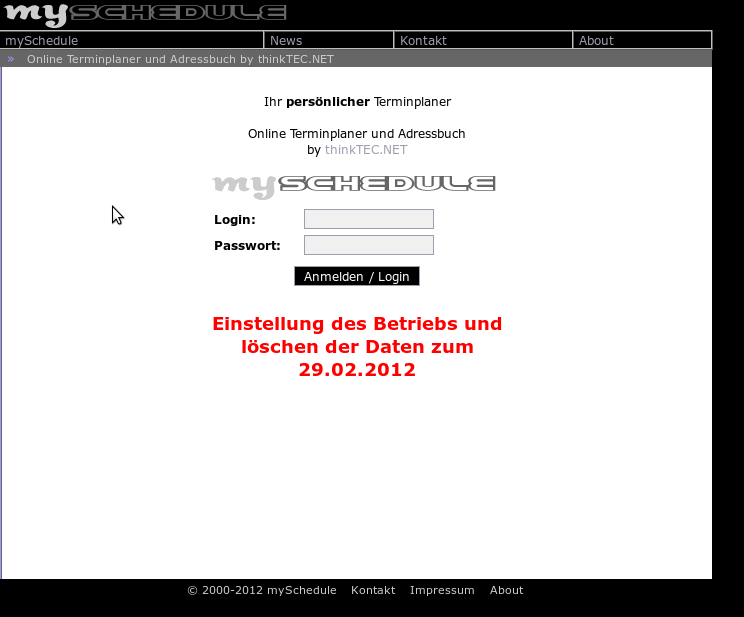 mySCHEDULE - Betriebsende mySCHEDULE - Betriebsende