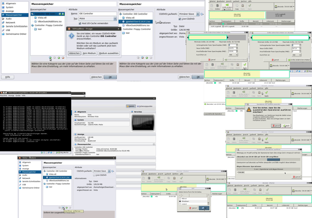 Mit GParted Live CD vorhandene Partition vergrößern. Mit GParted Live CD vorhandene Partition vergrößern.